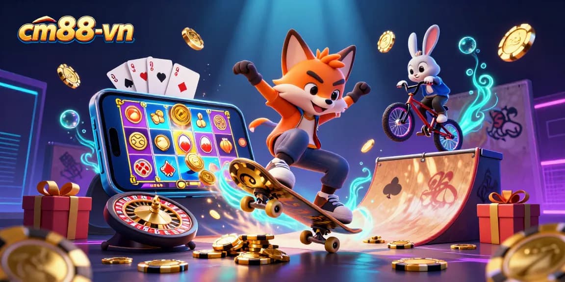 Experience thrilling gaming moments with cm88-vn, showcasing vibrant characters and dynamic casino action.