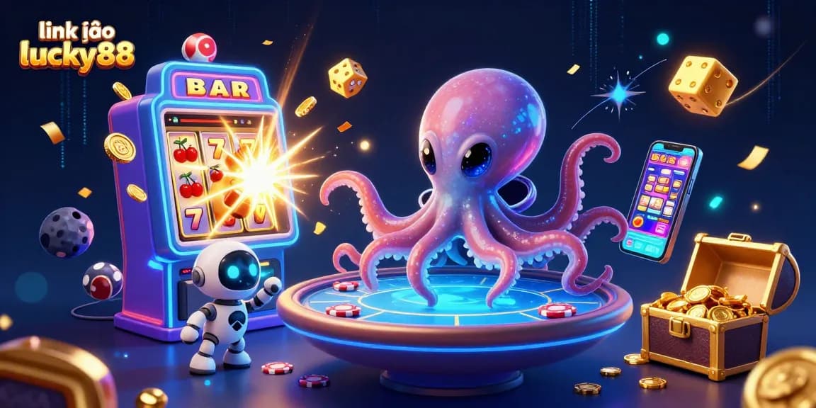 Experience fun and excitement with link vào lucky88 at our vibrant online casino featuring an alien octopus and immersive gaming elements.