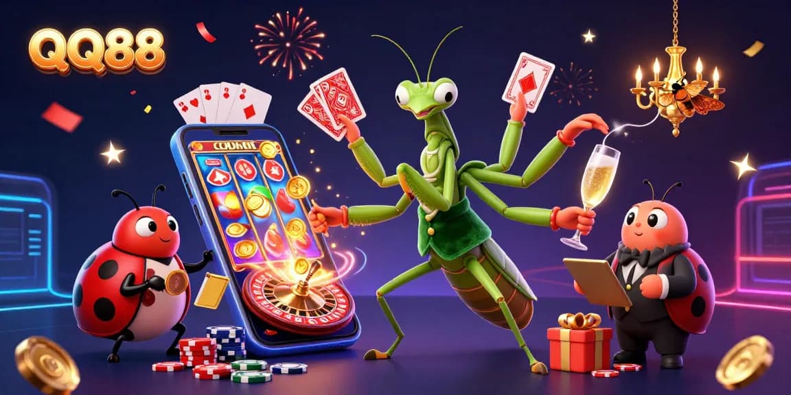 Experience thrilling gameplay with QQ88 through an exciting illustration showcasing vibrant casino elements and engaging characters.