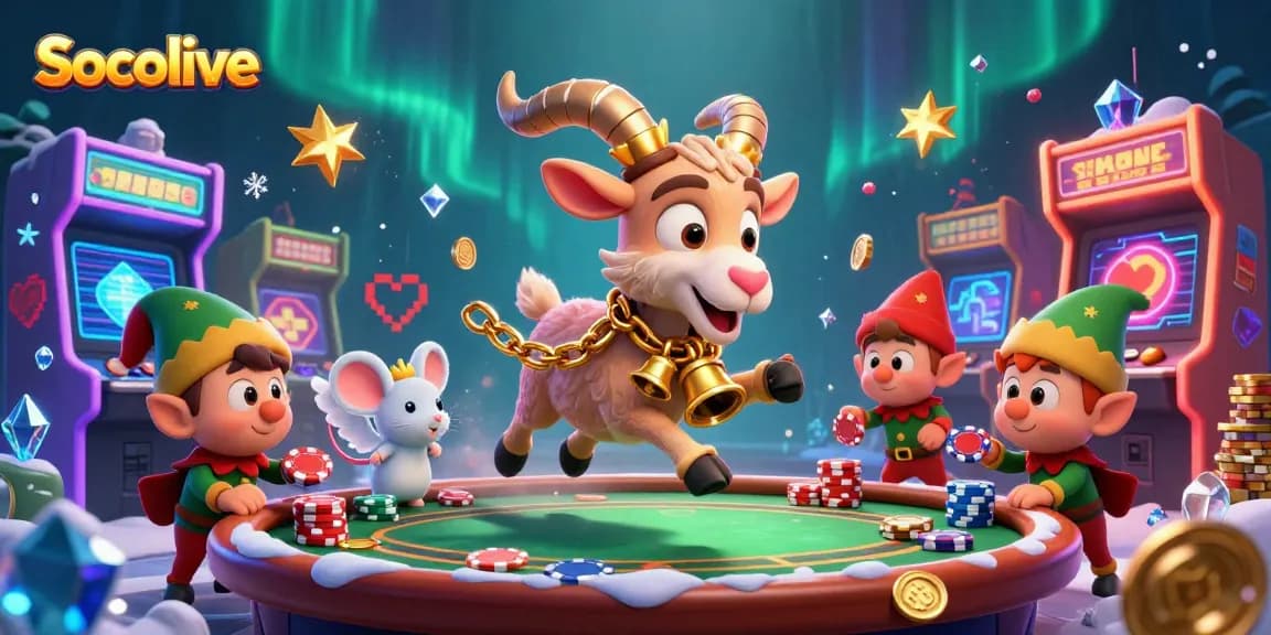 Socolive enhances the online gambling experience with vibrant characters in an engaging casino scene featuring poker tables.