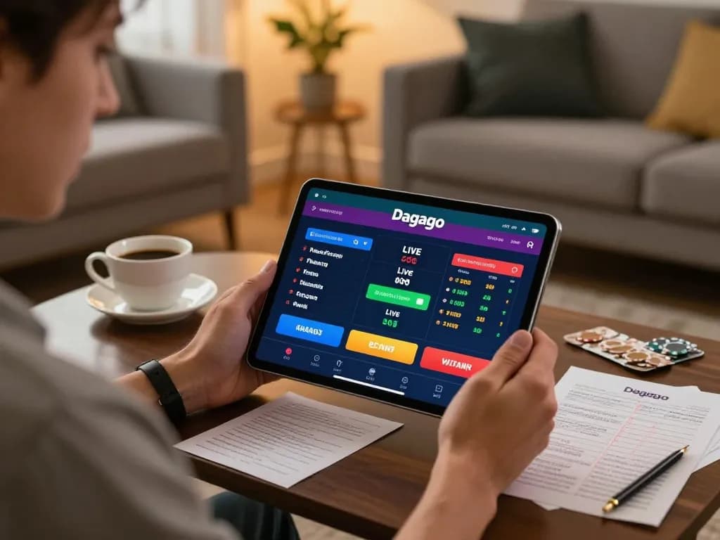 Person engaged in strategic betting on the dagago app in a cozy home setting.