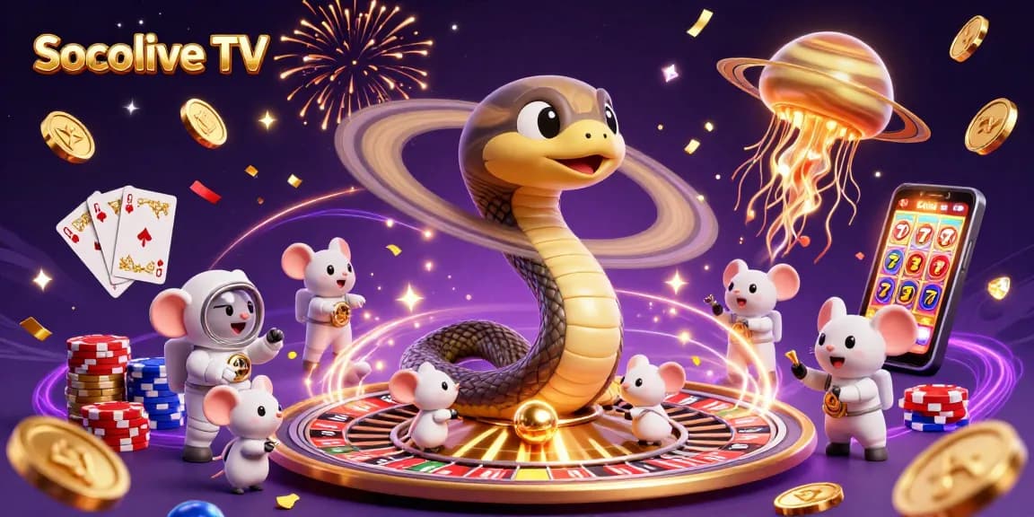 Engage with Socolive TV as astronaut mice bet on a roulette wheel in a cosmic casino adventure.