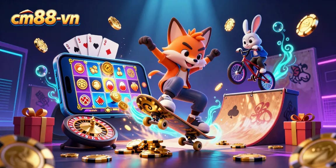 Experience thrilling gaming moments with cm88-vn, showcasing vibrant characters and dynamic casino action.