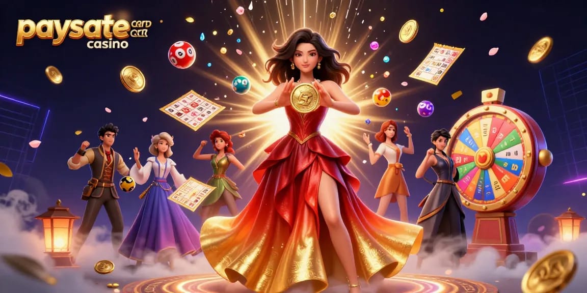 Erleben Sie die Aufregung des Paysafe Card Casinos mit einer atemberaubenden Illustration, die lebhafte Charaktere und Elemente zeigt.