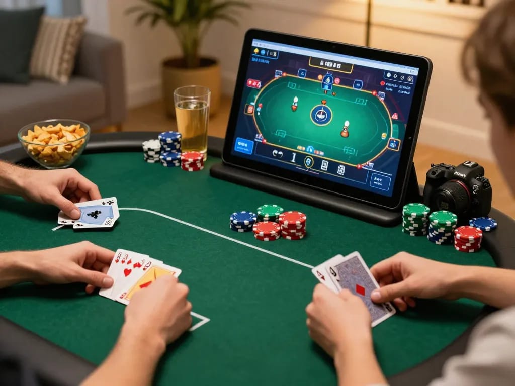 Các người chơi LUCK8 tham gia vào một trò chơi poker trực tuyến, thể hiện lối chơi chiến lược trong một không gian gia đình ấm cúng.