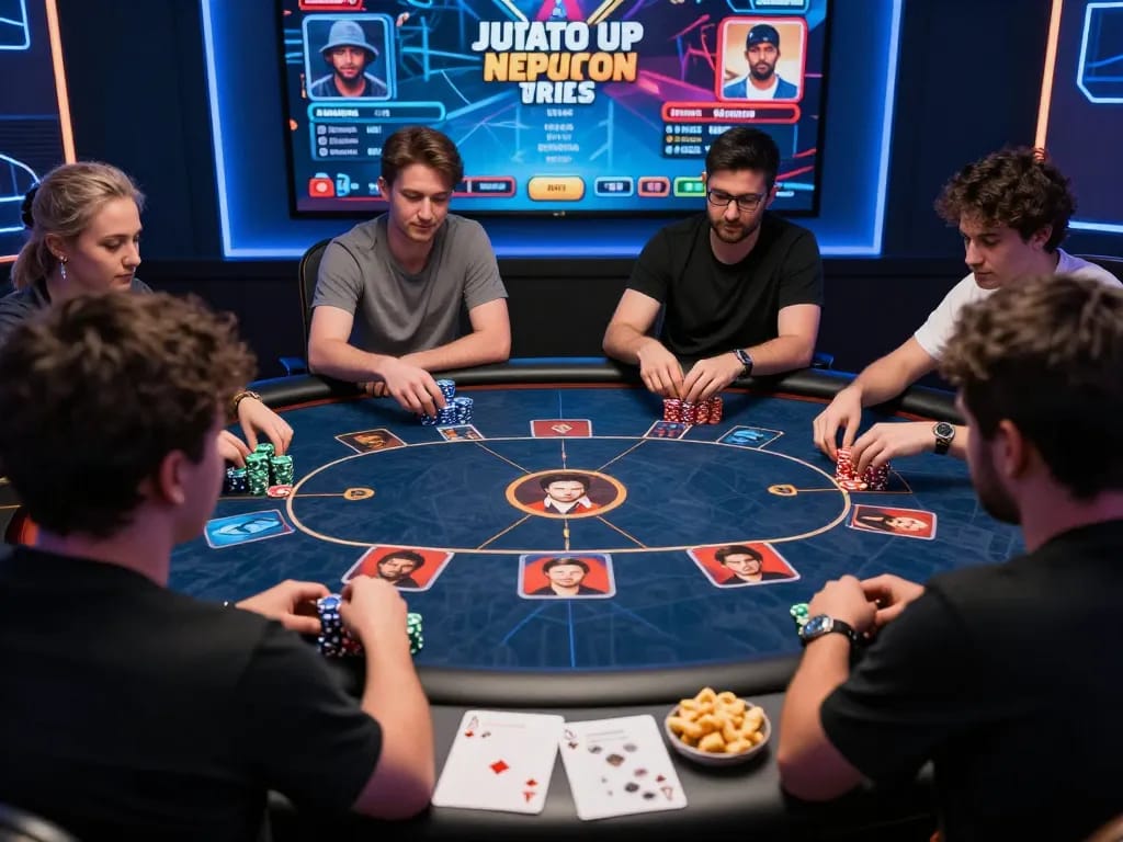 Engaging online poker gameplay at home, showcasing gamebaidoithuong8 action on screen with strategy notes nearby.