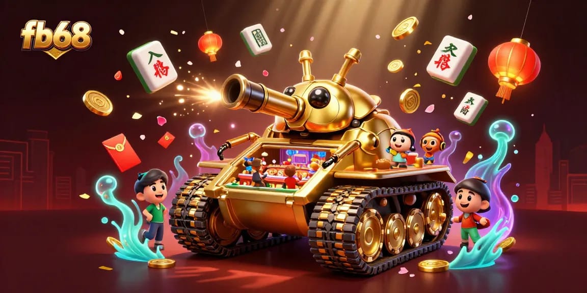 Experience the thrill of fb68 with a vibrant 3D casino scene featuring a golden beetle tank.