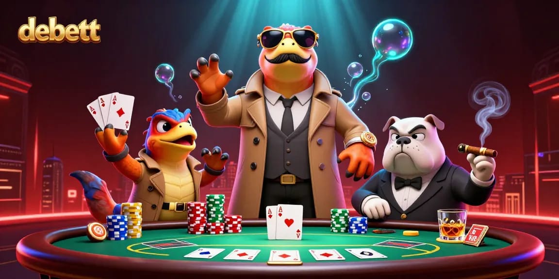 Experience debett's fun with three cartoon raptors attempting VIP entry at a casino.