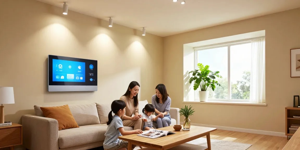 Iluminare eficientă cu spoturi led în sufrageria modernă, oferind atmosferă caldă.