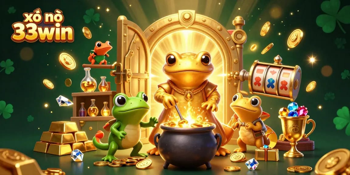Engage with xổ số 33win in this vibrant lottery-themed scene featuring alchemist characters and dynamic game elements.