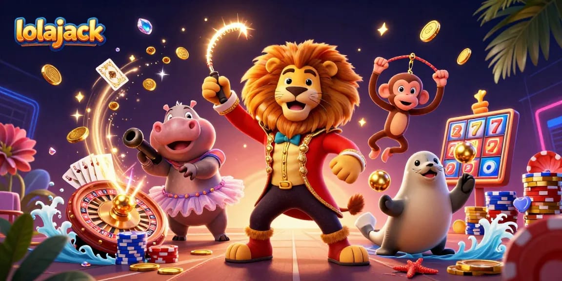 Engage with exciting games at Lolajack Casino featuring colorful characters and vibrant casino elements.