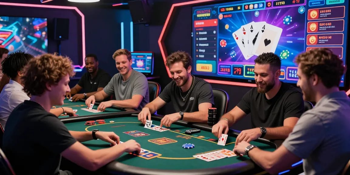 Exciting gameplay on Rikvip with diverse players enjoying card games in a vibrant online casino atmosphere.