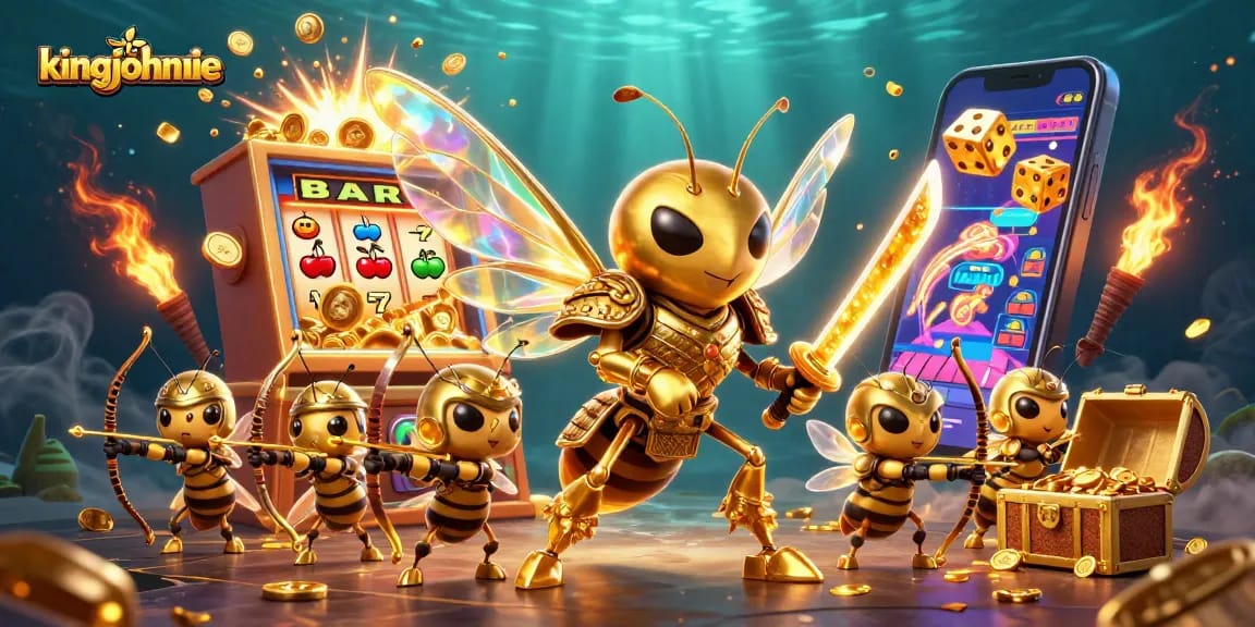 Experience thrilling gameplay with kingjohnnie as golden hornet heroes engage in a vibrant casino adventure.