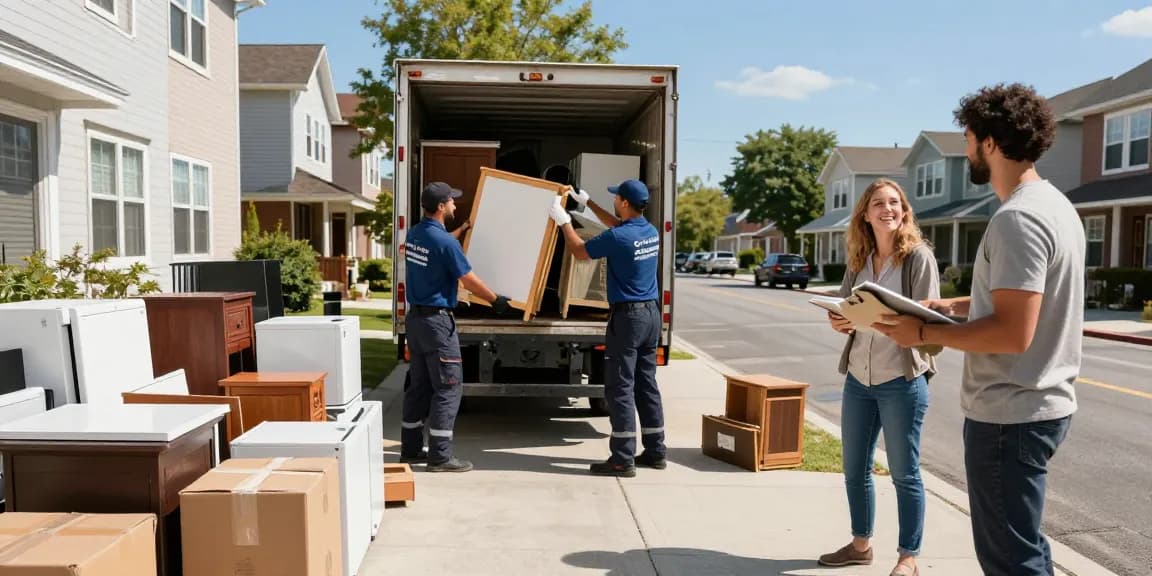 Vancouver Junk Pickup team working efficiently to clear residential junk in an urban setting