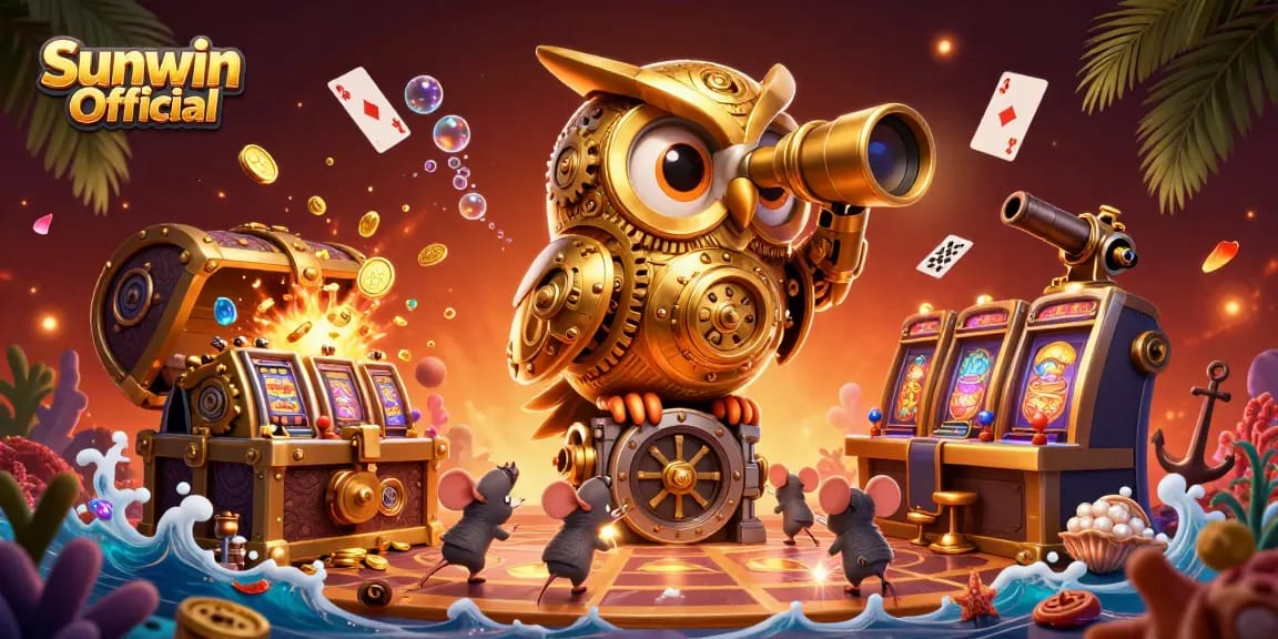 Experience the thrill of the casino with Sunwin Official's vibrant 3D owl and captivating game elements.