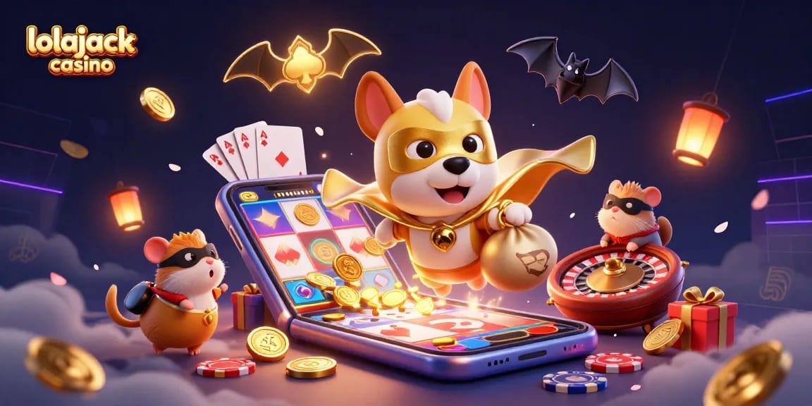Experience exhilarating wins at lolajack casino with vibrant gaming characters in a dynamic 3D setting.
