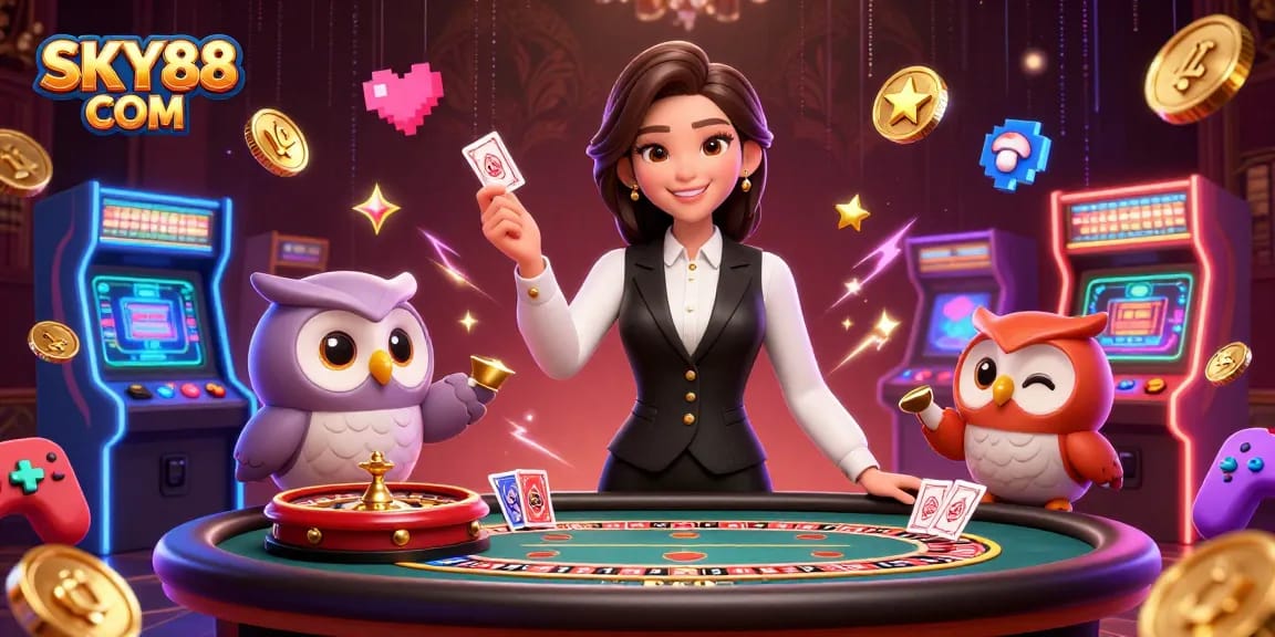 Experience thrilling gameplay at SKY88 COM with our elegant dealer and exciting games.