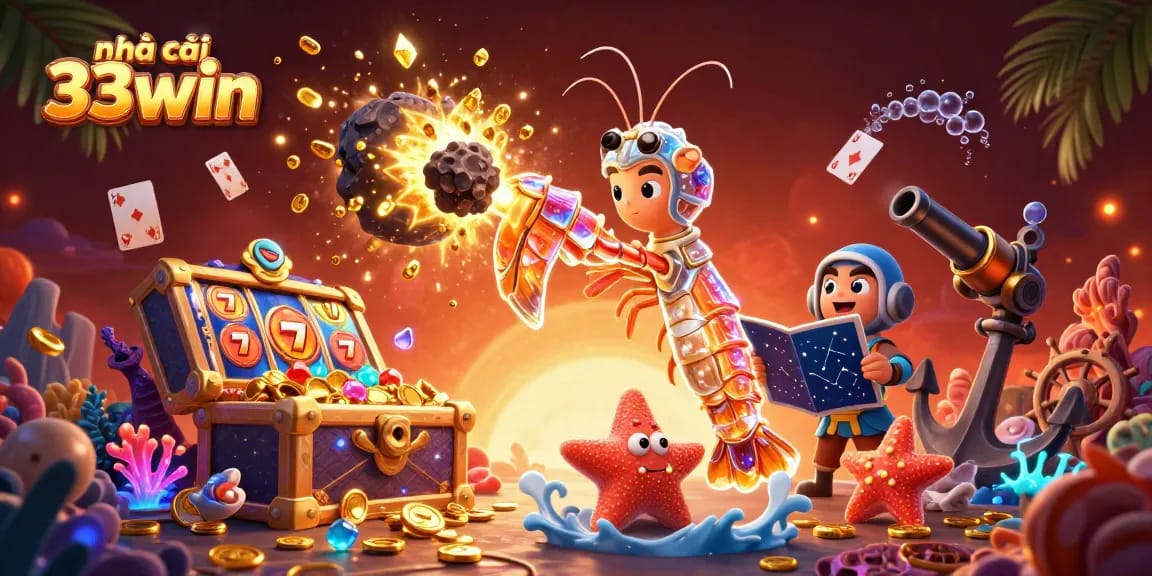 Experience the thrill at nhà cái 33win, where a galactic samurai battles for victory amidst gold coins and vibrant games.