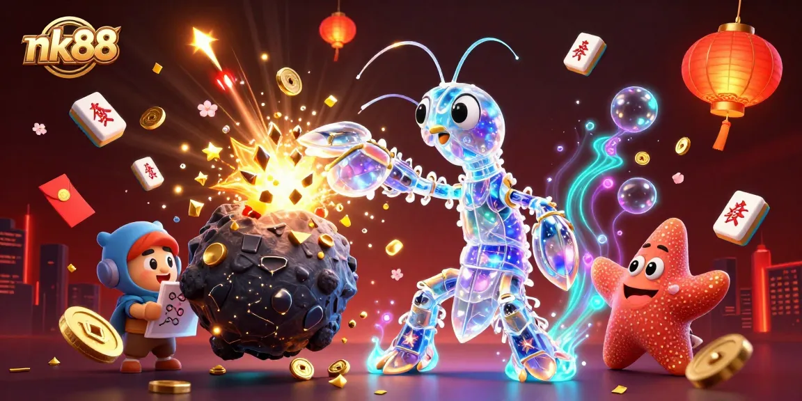 Experience explosive wins at nk88, where a vibrant space-themed illustration features galactic samurai and treasures.