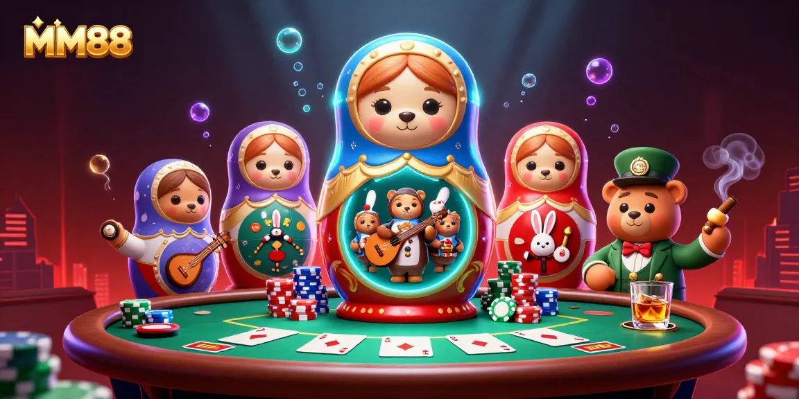 Engage in thrilling gameplay at MM88 with our vibrant casino-themed illustration.