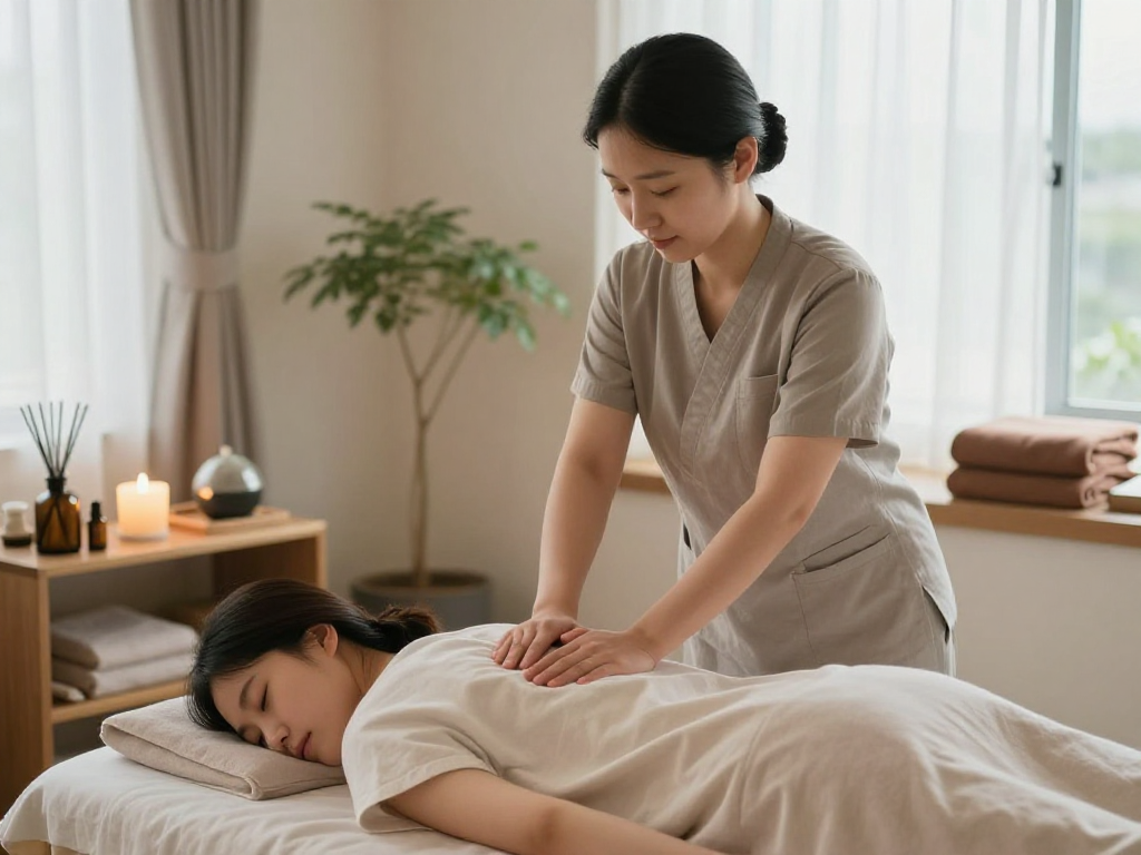 Experience the tranquility of 시흥출장안마 in a calming massage therapy room.