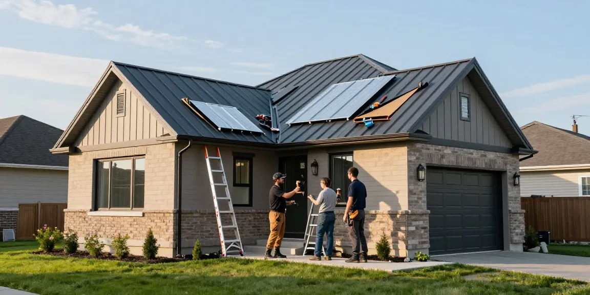 Expert metal roofing contractor Mississauga team installing durable metal roof for a satisfied homeowner.