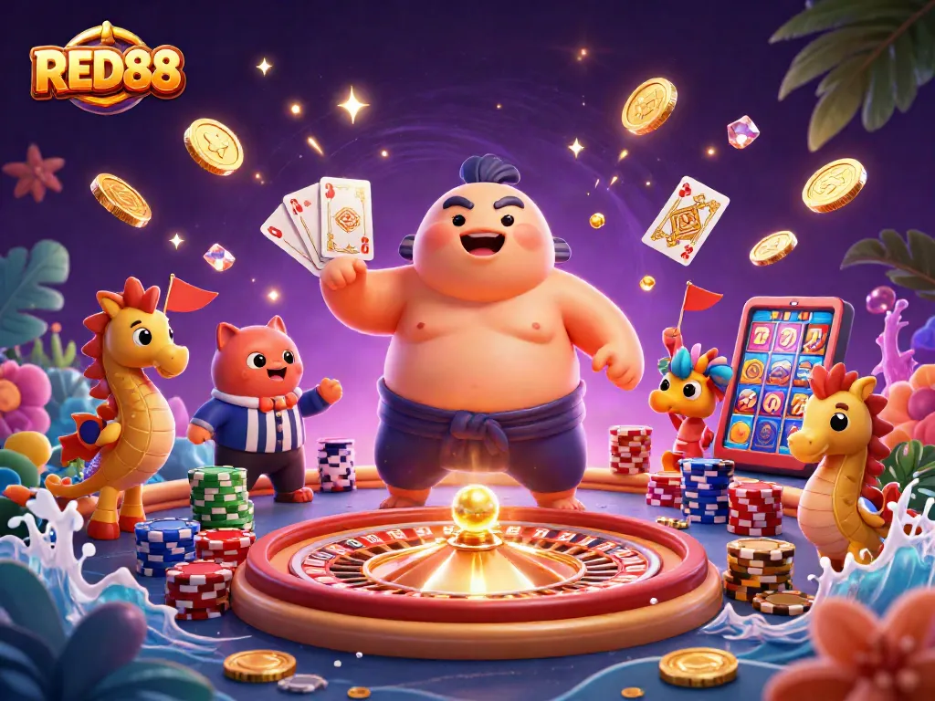 Experience thrilling gameplay at RED88 with dynamic casino elements and lively characters.