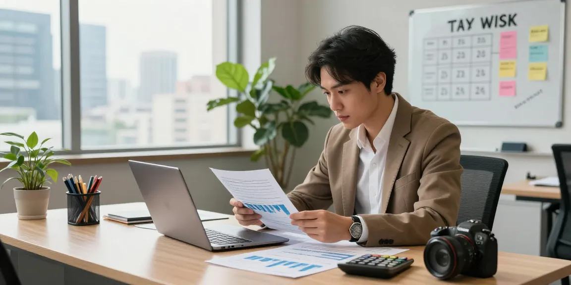 Accountant providing accounting services for small business in a modern office setting