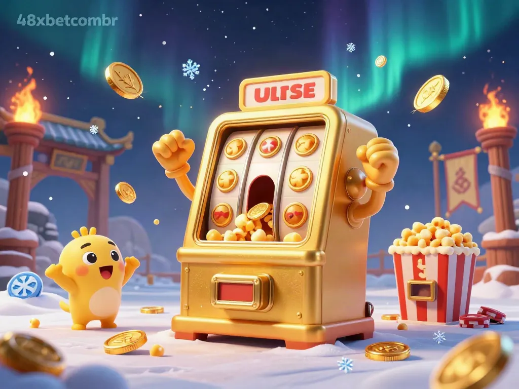 Experience a jackpot celebration at 48xbetcombr with golden slot machines surrounded by cheering sidekicks in a vibrant casino scene.