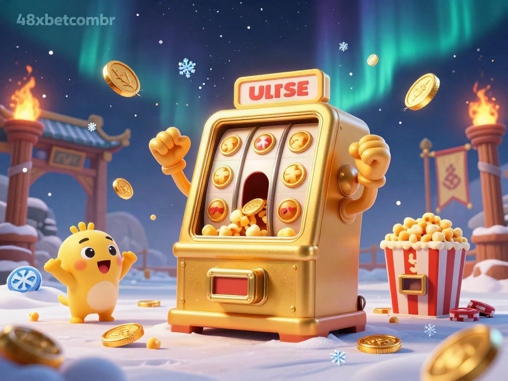 Experience a jackpot celebration at 48xbetcombr with golden slot machines surrounded by cheering sidekicks in a vibrant casino scene.