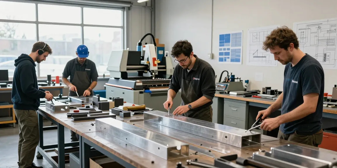 Custom metalwork Vancouver workshop with skilled artisans using advanced tools, showcasing precision and creativity.