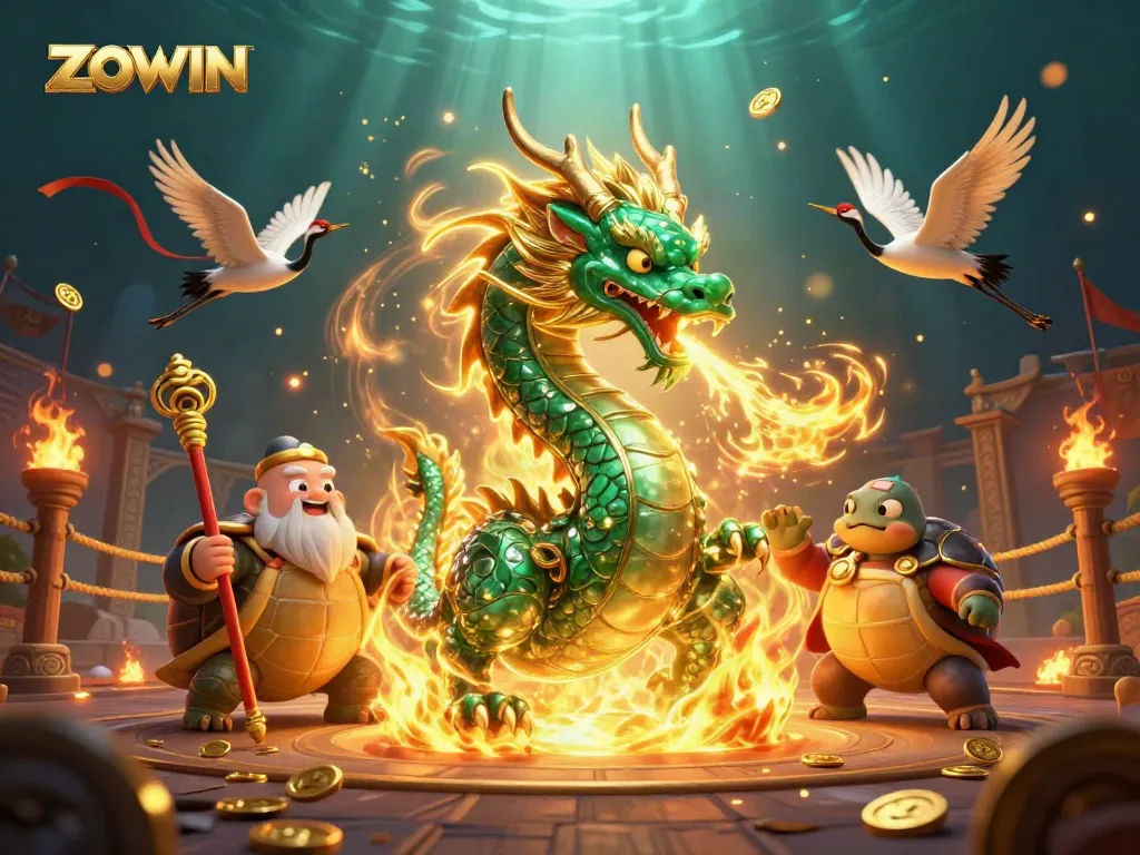 ZOWIN unleashes thrilling fire-breathing dragon action in a dynamic casino setting.