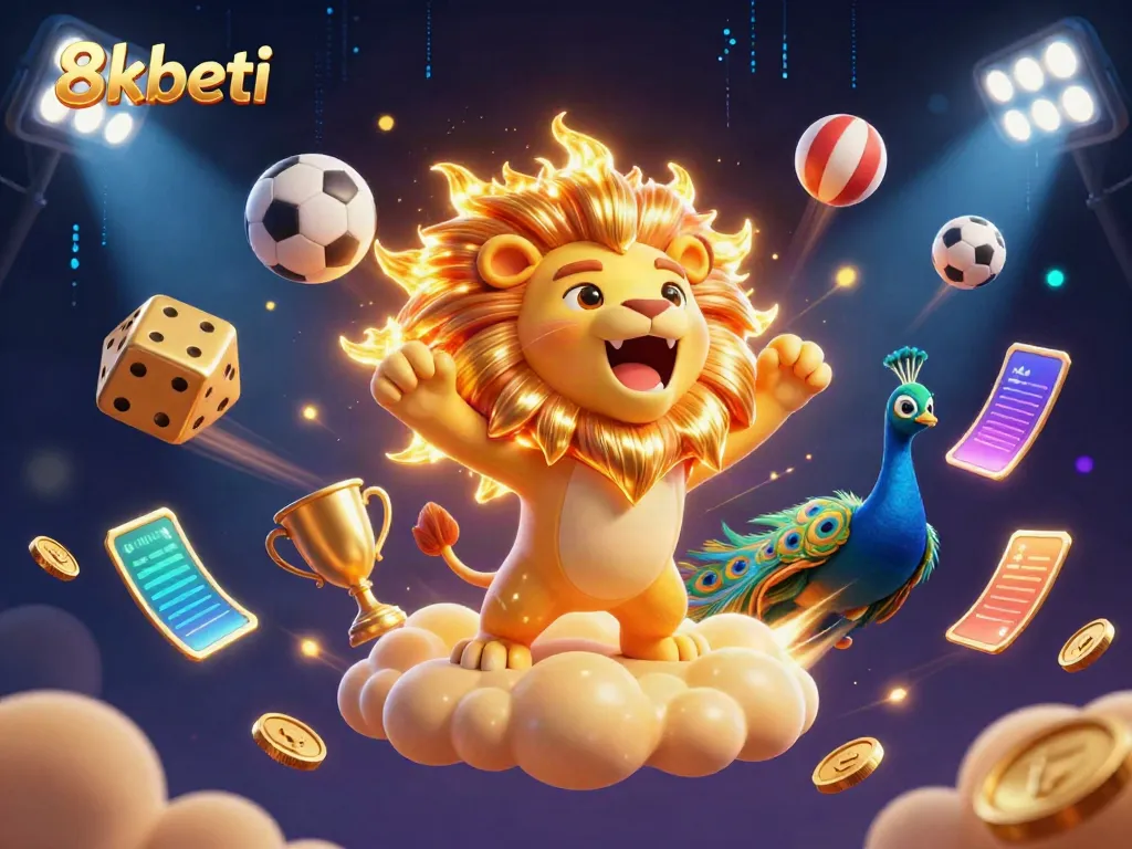Experience thrill at 8xbeti with a vibrant 3D cartoon scene showcasing dynamic sports betting.