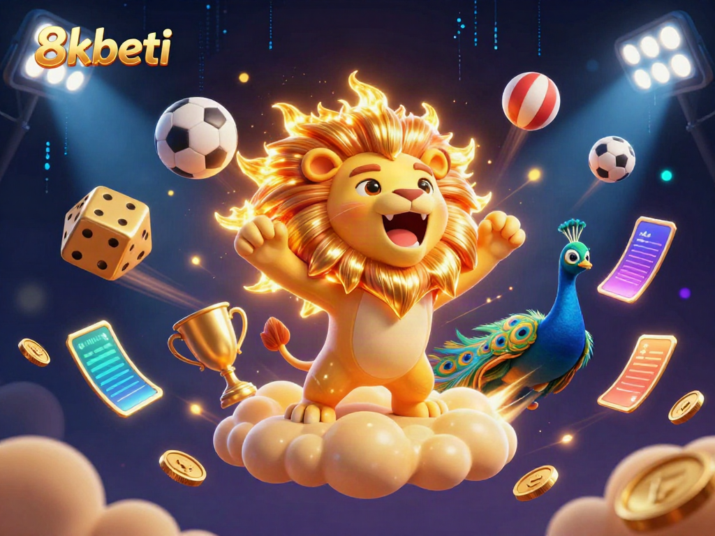 Experience thrill at 8xbeti with a vibrant 3D cartoon scene showcasing dynamic sports betting.
