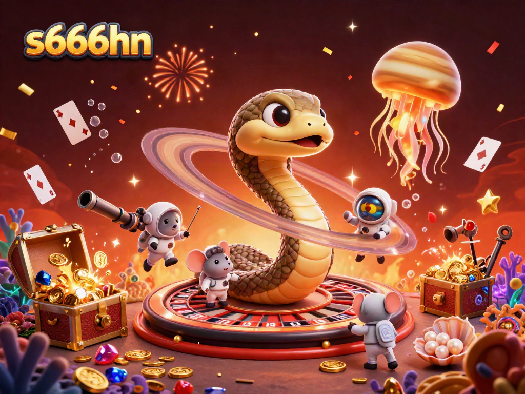 Experience cosmic betting with s666hn's vibrant casino-themed illustration in a dazzling scene.