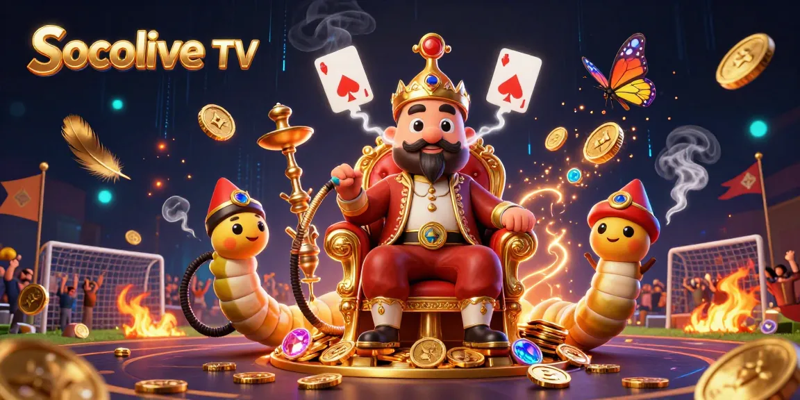 Experience vibrant sports betting with Socolive TV showcasing poker symbols and gold elements.