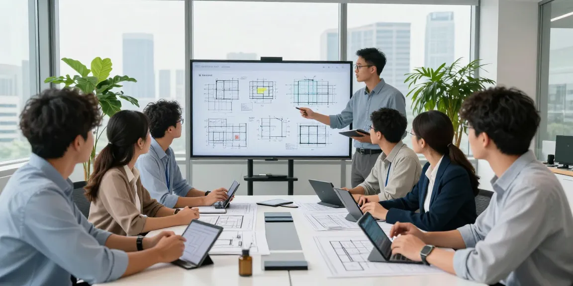 Engineering Services Canada team collaborating in a modern consultancy office, analyzing designs and plans.