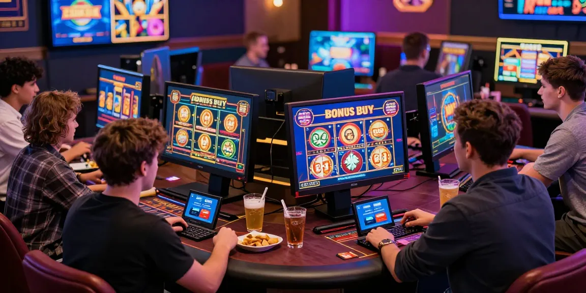 Engaged players enjoying their time at UK casinos not on GamStop while accessing a variety of games including Bonus Buy slots.